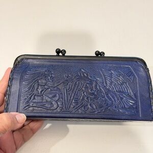 Elegant Blue Leather Clutch